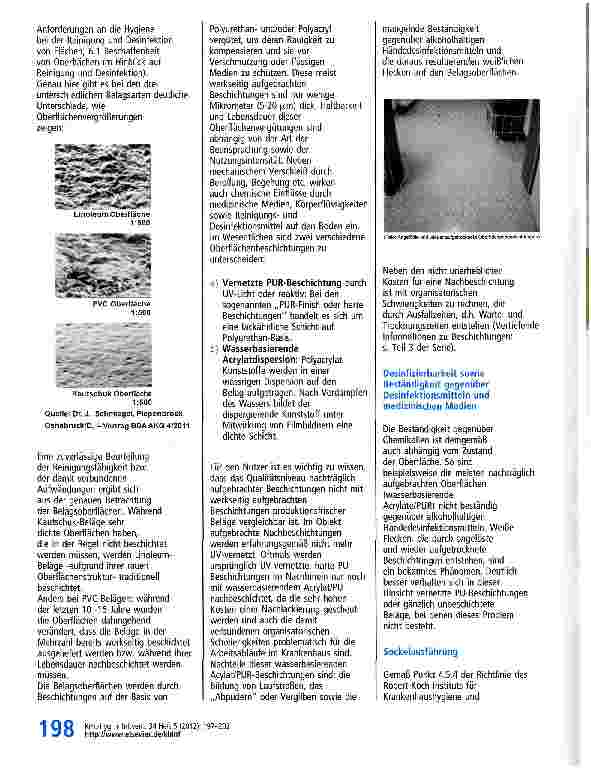 Vorschauseite 2: Hygienische, ökologische und ökonomische Aspekte zu Fußbodenbelägen im Krankenhaus (Fortsetzung)