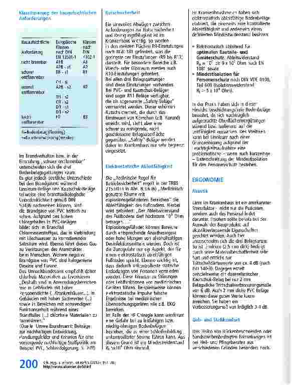 Vorschauseite 4: Hygienische, ökologische und ökonomische Aspekte zu Fußbodenbelägen im Krankenhaus (Fortsetzung)