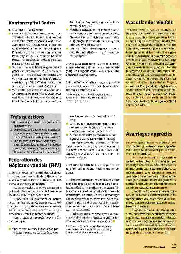 Vorschauseite 2: Wie halten es Spitäler und Kliniken mit Fringe Benefits?
