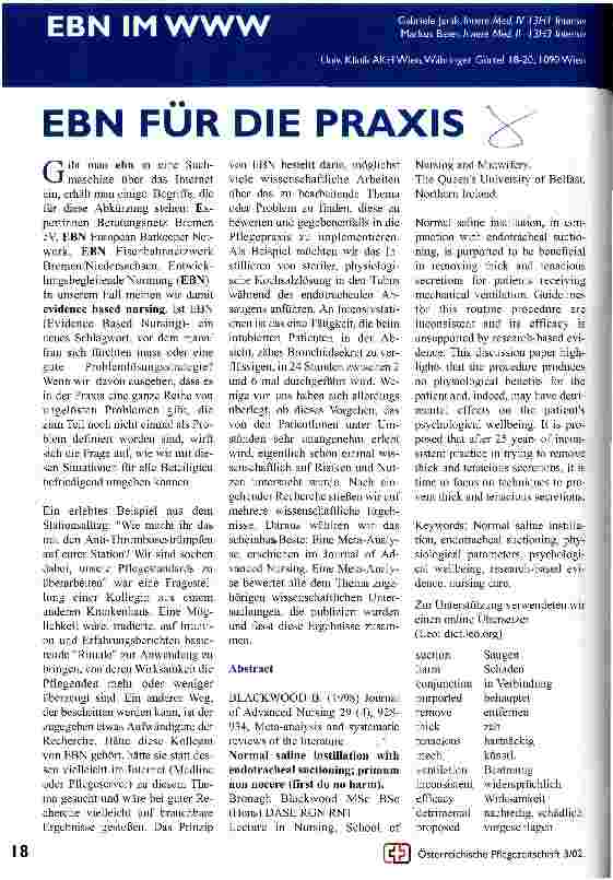 Vorschauseite 1: EBN für die Praxis