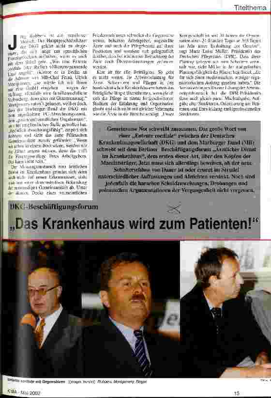 Vorschauseite 1: Das Krankenhaus wird zum Patienten! DKG-Beschäftigungsforum