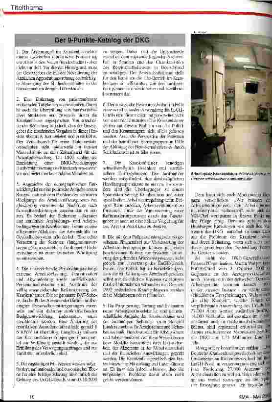 Vorschauseite 2: Das Krankenhaus wird zum Patienten! DKG-Beschäftigungsforum