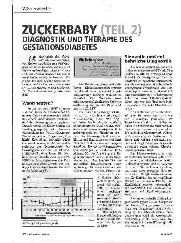 Vorschauseite 1: ZUCKERBABY (TEIL 2)DIAGNOSTIK UND THERAPIE DES GESTATIONSDIABETES