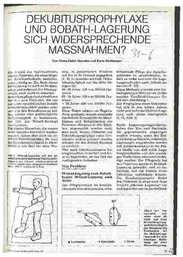 Vorschauseite 1: Dekubitusprophylaxe und Bobath-Lagerung sich widersprechende Maßnahmen?