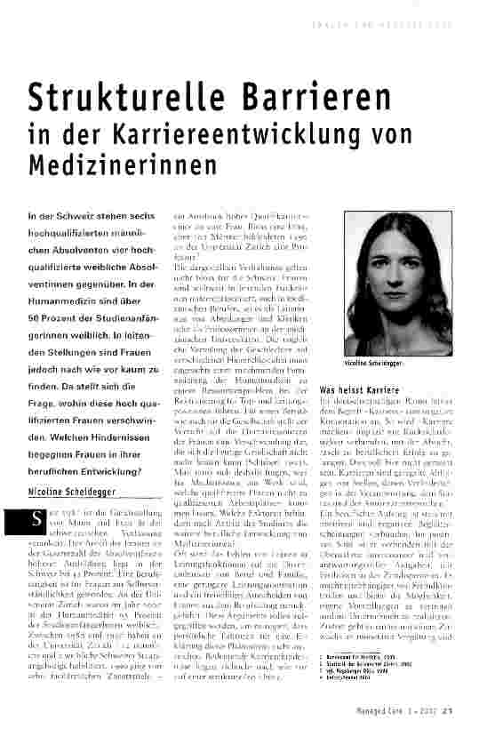 Vorschauseite 1: Strukturelle Barrieren in der Karriereentwicklung von Medizinerinnen