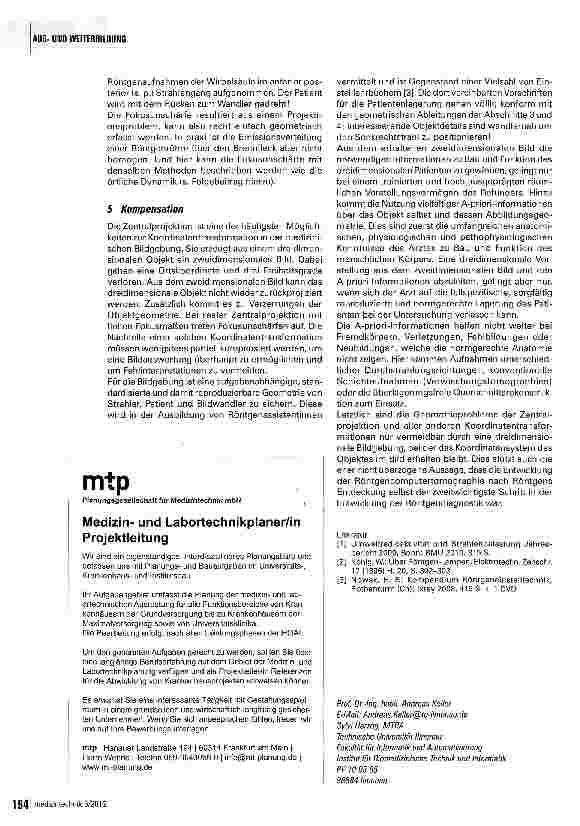 Vorschauseite 6: Zum Ubertragungsverhalten medizinischer Bilderzeugungssysteme Teil 2: Koordinatentransformation