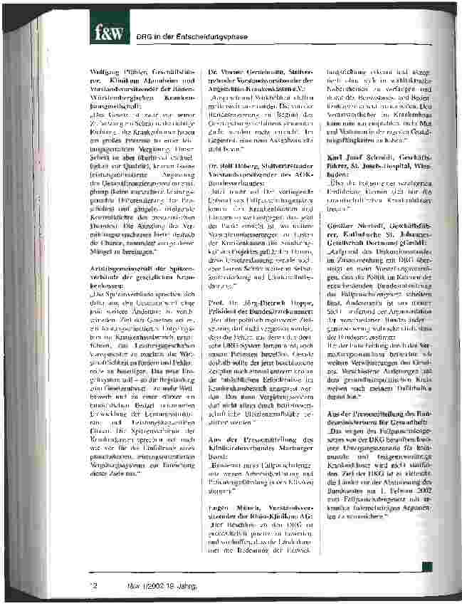 Vorschauseite 2: DRG in der Entscheidungsphase Von schroffer Ablehnung bis zur Forderung nach rascher Einführung