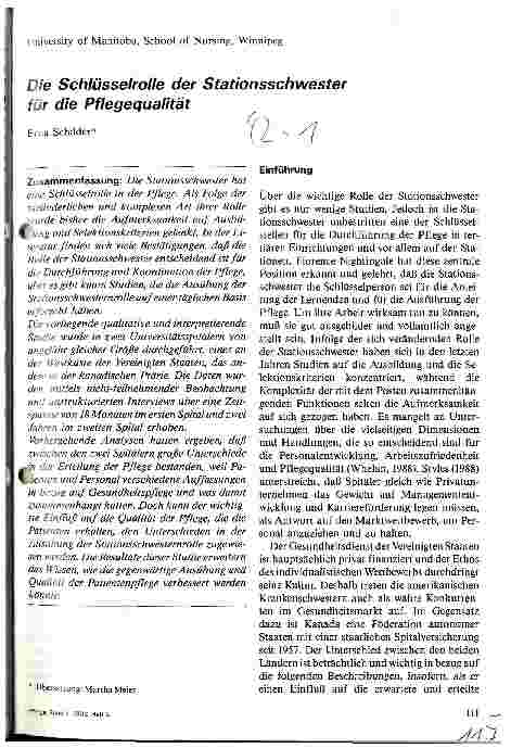 Vorschauseite 1: Die Schlüsselrolle der Stationsschwester für die Pflegequalität