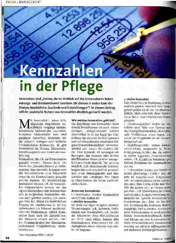 Vorschauseite 1: Kennzahlen in der Pflege