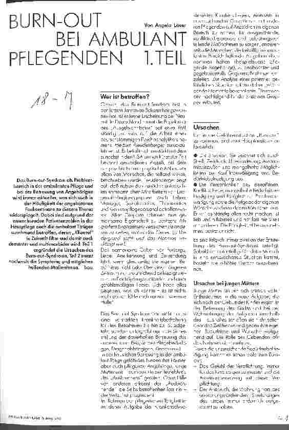 Vorschauseite 1: Burn-Out bei ambulant Pflegenden 1. Teil