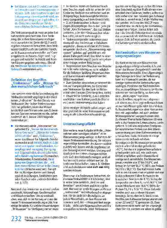 Vorschauseite 2: Die neue Trinkwasserverordnung - Möglichkeiten und Grenzen von Sanierungsmaßnahmen