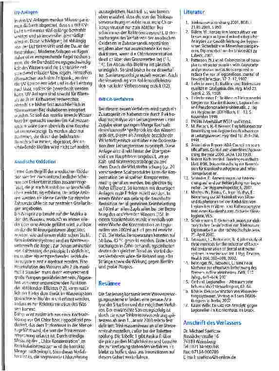 Vorschauseite 5: Die neue Trinkwasserverordnung - Möglichkeiten und Grenzen von Sanierungsmaßnahmen