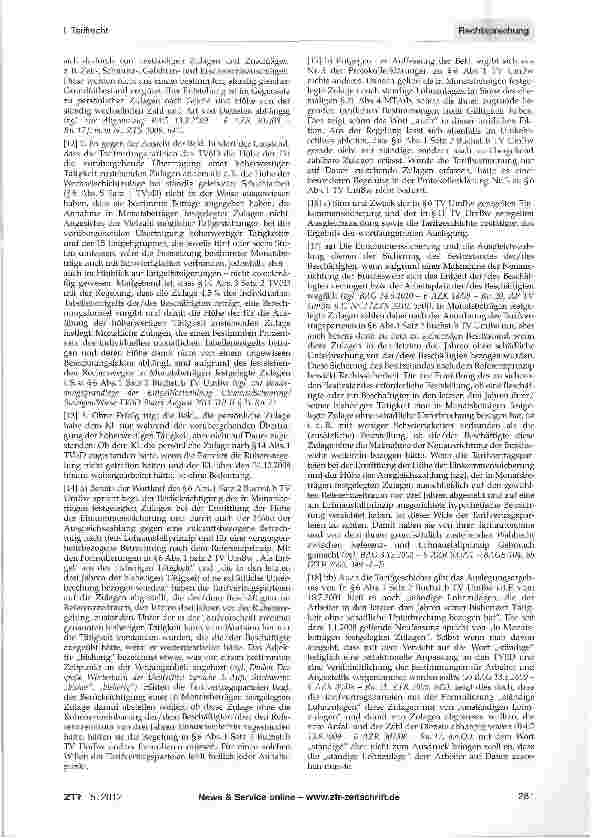 Vorschauseite 2: Einkommenssicherung nach TV UmBw - persönliche Zulage TV UmBw §§6, 11; TVöD §§14, 37