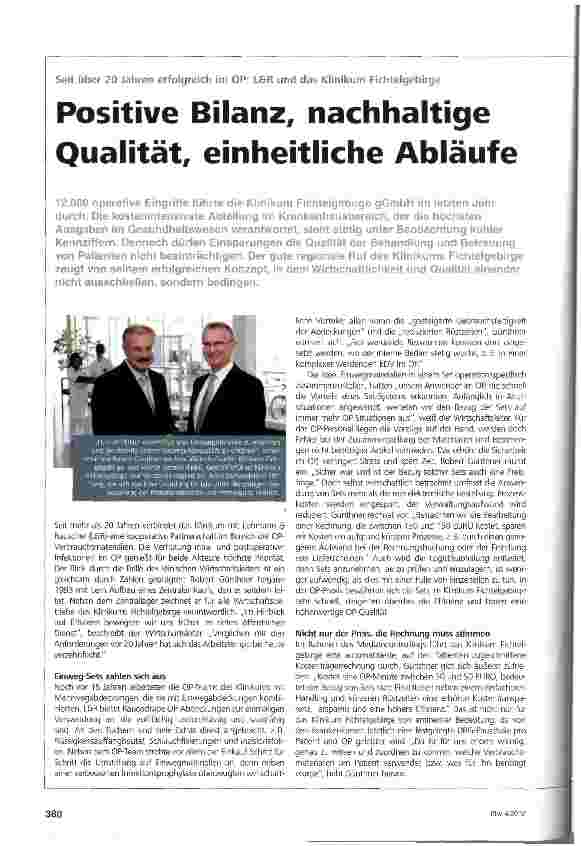 Vorschauseite 1: Positive Bilanz, nachhaltige Qualität, einheitliche Abläufe