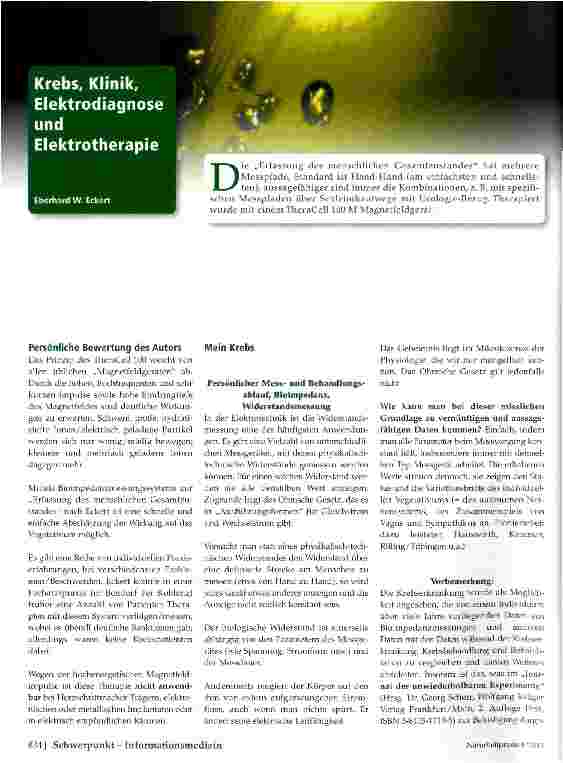 Vorschauseite 1: Krebs, Klinik, Elektrodiagnose und Elektrotherapie