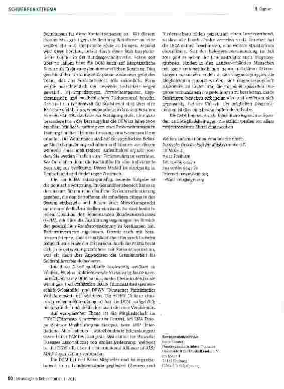 Vorschauseite 2: Selbsthilfe für Muskelkranke die Deutsche Gesellschaft für Muskelkranke e. V. (DGM)