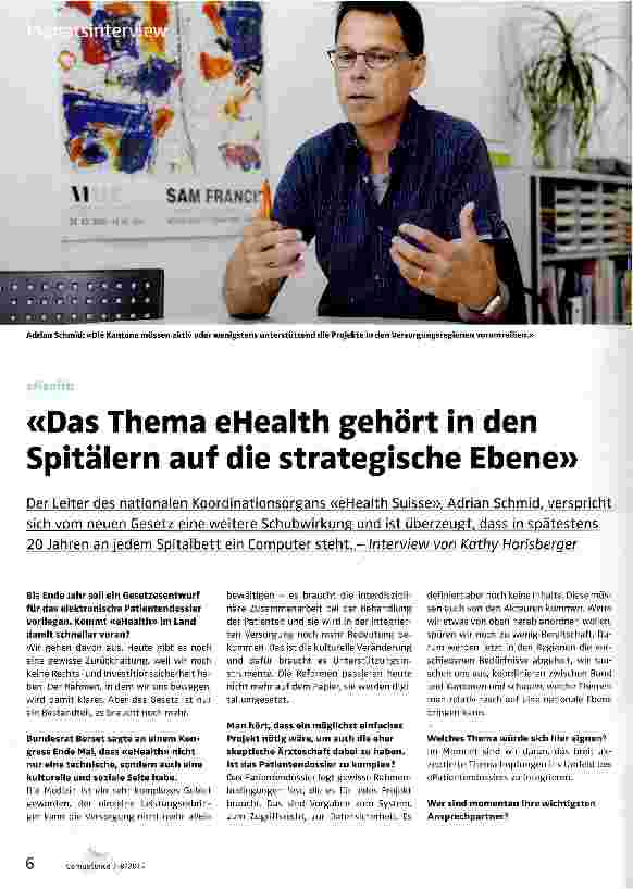 Vorschauseite 1: Das Thema eHealth gehört in den Spitälern auf die strategische Ebene