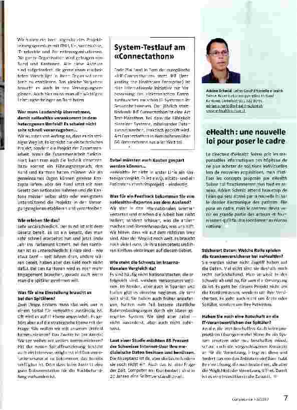 Vorschauseite 2: Das Thema eHealth gehört in den Spitälern auf die strategische Ebene