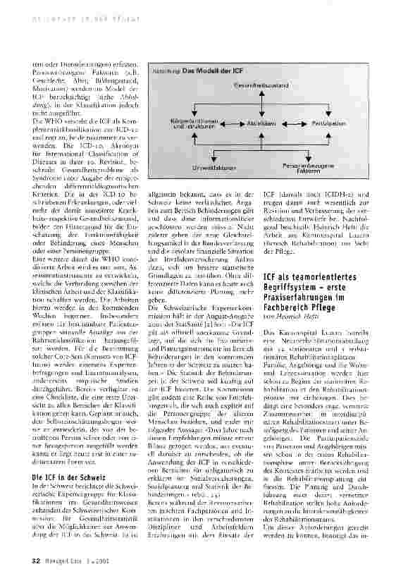 Vorschauseite 2: ICF-Klassifikation: eine geeignete Grundlage für praxistaugliche Messinstrumente?