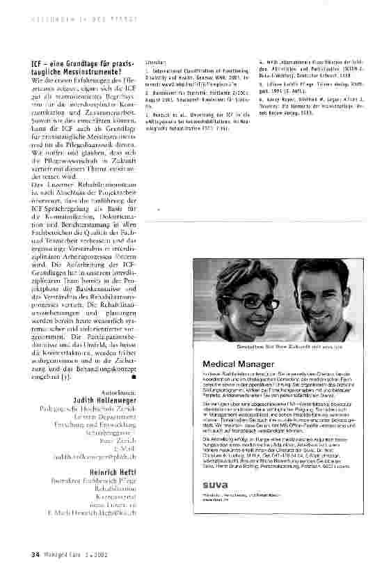 Vorschauseite 4: ICF-Klassifikation: eine geeignete Grundlage für praxistaugliche Messinstrumente?