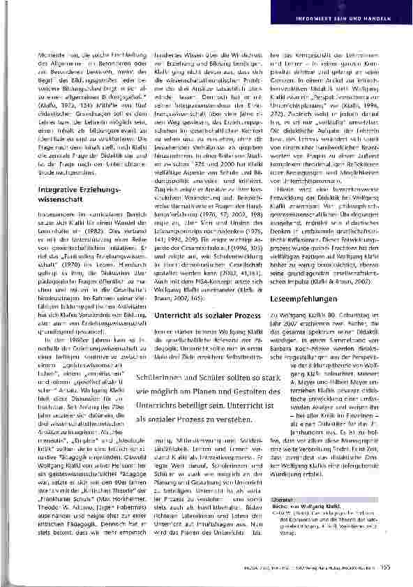 Vorschauseite 2: Bildung als freie Entfaltung der Persönlichkeit Wolfgang KSafki — ein bedeutender Pädagoge