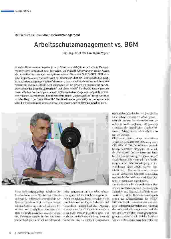 Vorschauseite 1: Arbeitsschutzmanagement vs. BGM