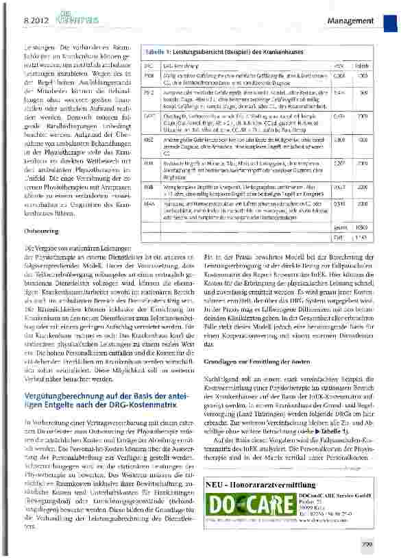 Vorschauseite 2: Die G-DRG-Kostenmatrix des InEK - ein Werkzeug für Krankenhausmanager (III)
