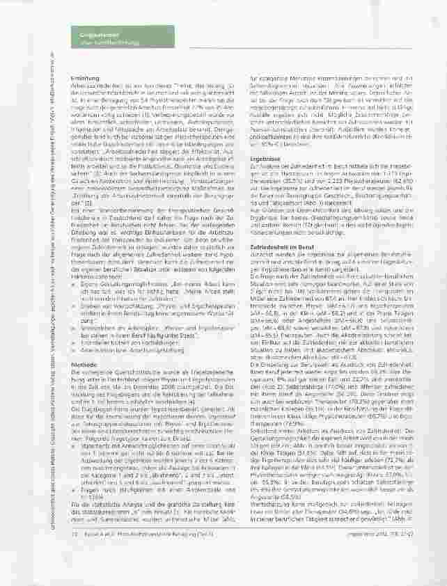 Vorschauseite 2: Erste deutschlandweite Befragung von Physiound Ergotherapeuten zur Berufssituation. Teil 4: Zufriedenheit im Beruf