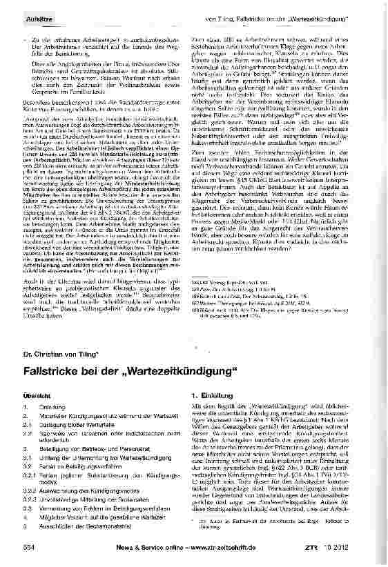 Vorschauseite 1: Fallstricke bei der „Wartezeitkündigung