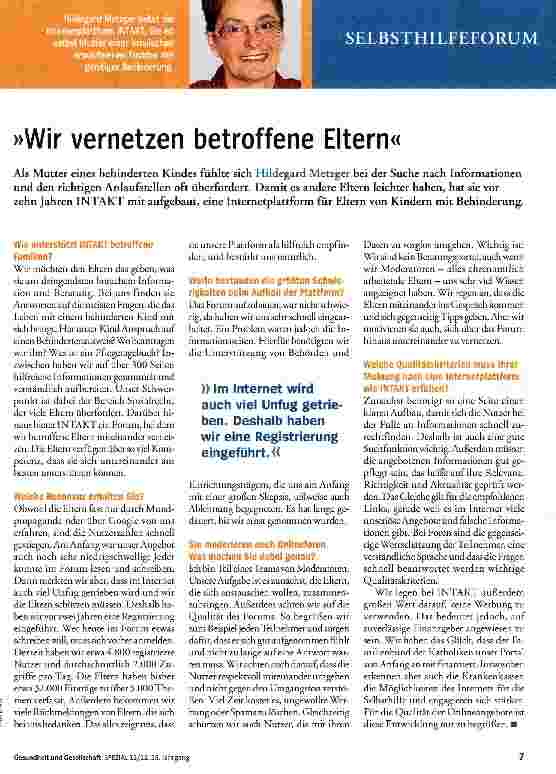 Vorschauseite 1: »Wir vernetzen betroffene Eltern«