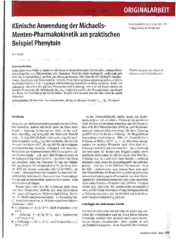 Vorschauseite 1: Klinische Anwendung der Michaelis-Menten-Pharmakokinetik am praktischen Beispiel Phenytoin