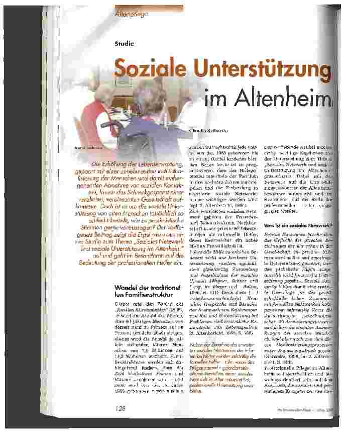 Vorschauseite 1: Soziale Unterstützung im Altenheim