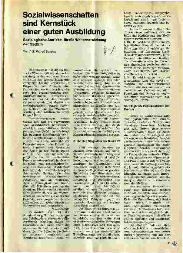 Vorschauseite 1: Sozialwissenschaften sind Kernstück einer guten Ausbildung Soziologische Antriebe für die Weiterentwicklung der Medizin