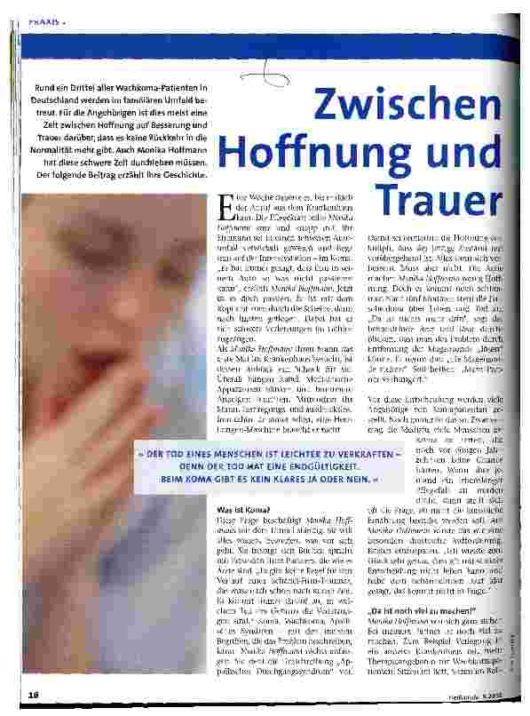 Vorschauseite 1: Zwischen Hoffnung und Trauer
