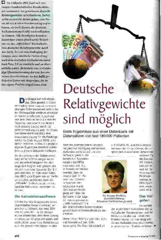 Vorschauseite 1: Deutsche Relativgewichte sind möglich Erste Ergebnisse aus einer Datenbank mit Datensätzen von fast 180 000 Patienten