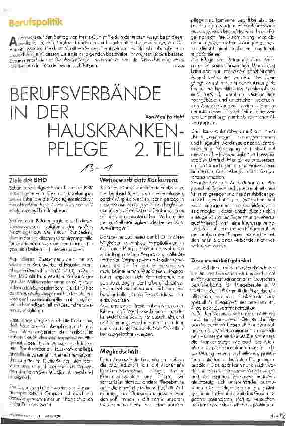 Vorschauseite 1: Berufsverbände in der Hauskrankenpflege 2.Teil