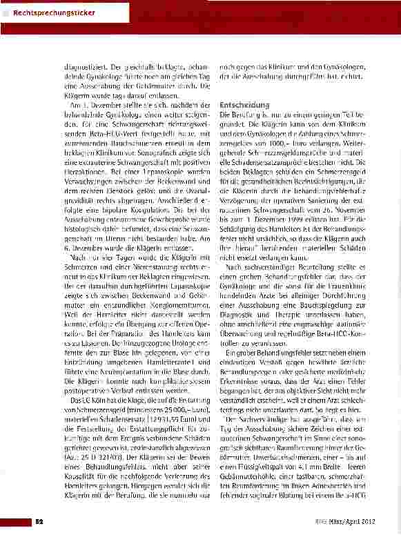 Vorschauseite 2: Fehlerhafte Behandlung einer Eileiterschwangerschaft