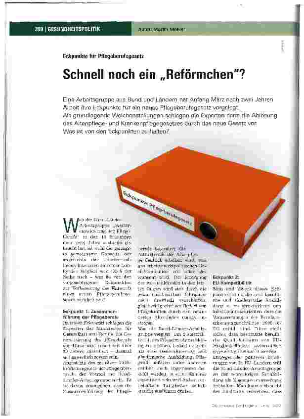 Vorschauseite 1: Schnell noch ein „Reförmchen?