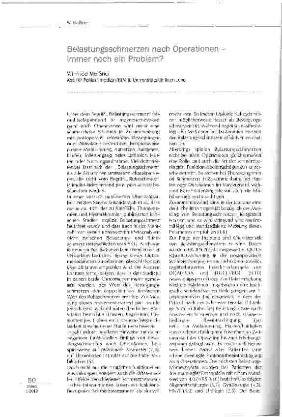 Vorschauseite 1: Belastungsschmerzen nach Operationimmer noch ein Problem?