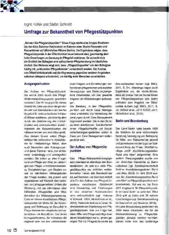 Vorschauseite 1: Umfrage zur Bekanntheit von Pflegestützpunkten
