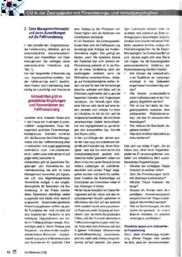 Vorschauseite 3: Case Management in der Zwangsjacke von Finanzierungsund Versorgungslogiken