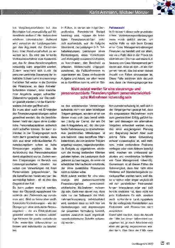 Vorschauseite 4: Case Management in der Zwangsjacke von Finanzierungsund Versorgungslogiken