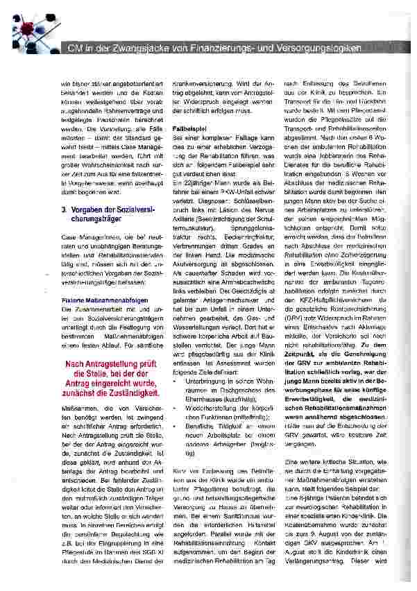 Vorschauseite 5: Case Management in der Zwangsjacke von Finanzierungsund Versorgungslogiken