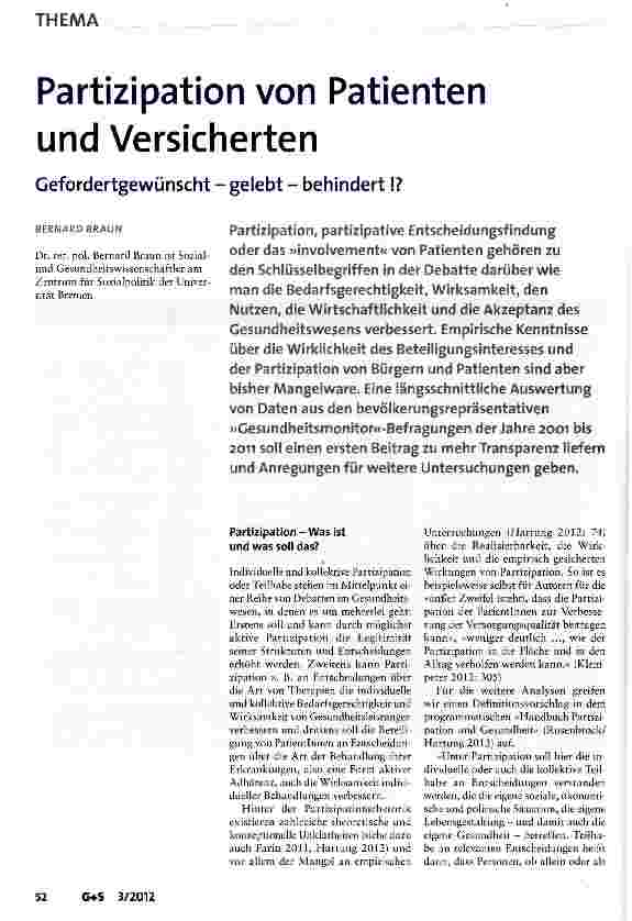 Vorschauseite 1: Partizipation von Patienten und Versicherten