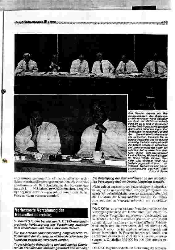 Vorschauseite 3: Grundsätzliche Forderungen der DKG für das weitere Gesetzgebungsverfahren des GSG 1993