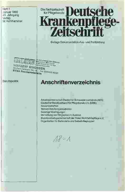 Vorschauseite 1: Anschriftenverzeichnis