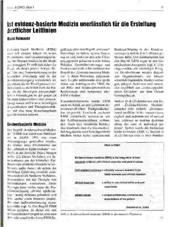 Vorschauseite 1: Ist evidenz-basierte Medizin unerlässlich für die Erstellung ärztlicher Leitlinien