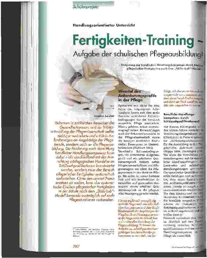 Vorschauseite 1: Fertigkeiten-Training - Aufgabe der schulischen Pflegeausbildung?