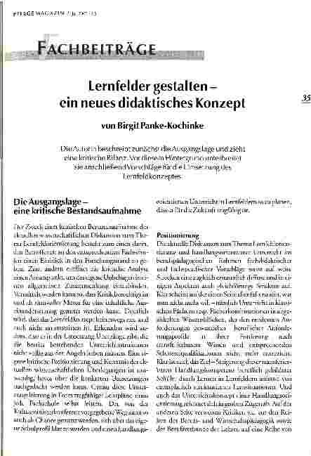 Vorschauseite 1: Lernfelder gestalten - ein neues didaktisches Konzept
