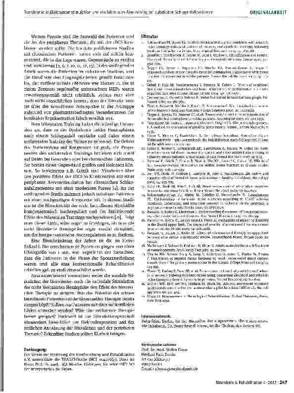 Vorschauseite 6: Transkranielle Gleichstromstimulation und ein bilaterales Armtraining bei subakuten Schlaganfallpatienten